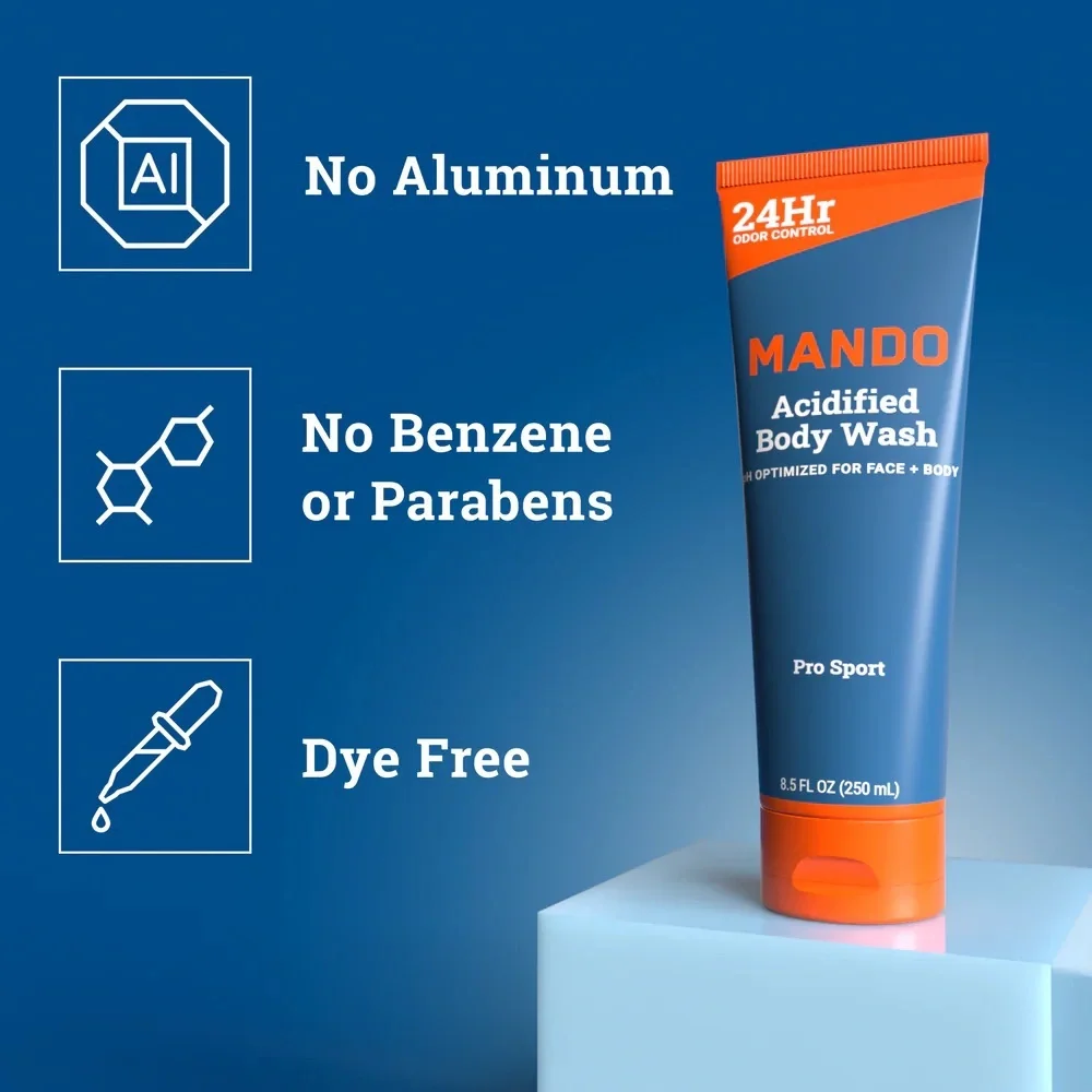 3/$12 Mando Pro Sport Acidified Body Wash 1.5oz